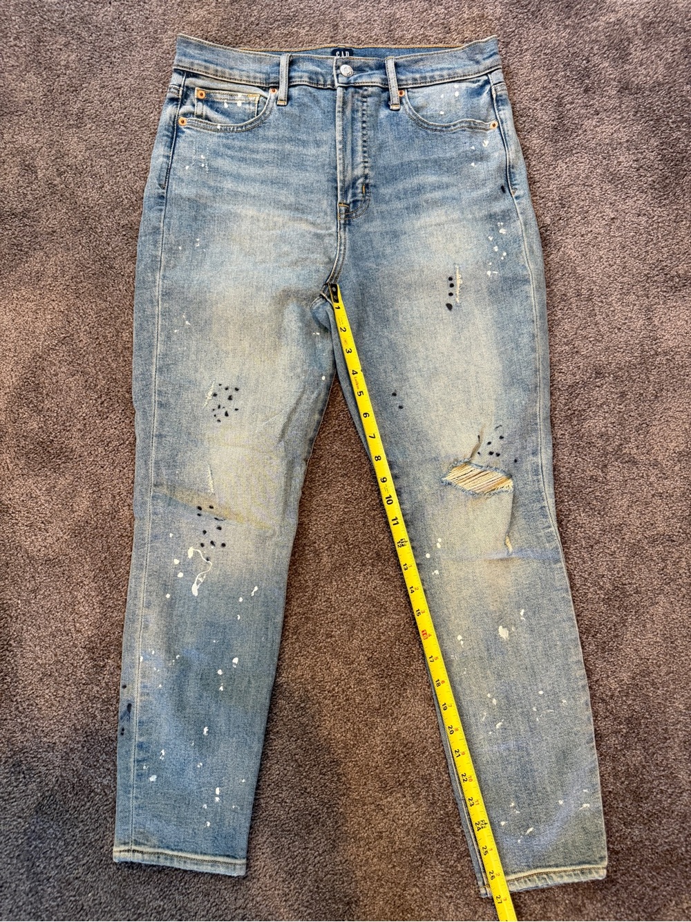 Gap True Skinny “paint splatter” jeans